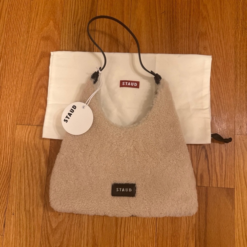 NWT STAUD Winona Shoulder Bag Genuine Lamb Fur